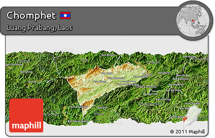 Physical Panoramic Map of Chomphet, satellite outside