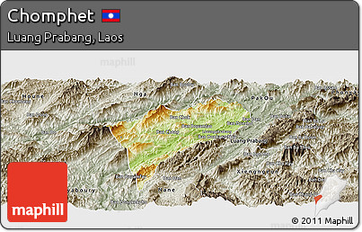 Physical Panoramic Map of Chomphet, semi-desaturated