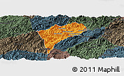 Political Panoramic Map of Chomphet, darken, semi-desaturated