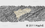 Shaded Relief Panoramic Map of Chomphet, darken, desaturated