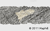Shaded Relief Panoramic Map of Chomphet, darken, semi-desaturated