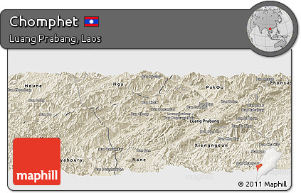 Shaded Relief Panoramic Map of Chomphet