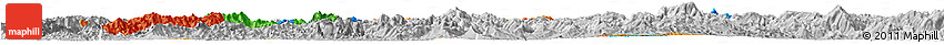 Political Horizon Map of Luang Prabang, lighten, desaturated