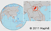 Gray Location Map of Luang Prabang, within the entire country