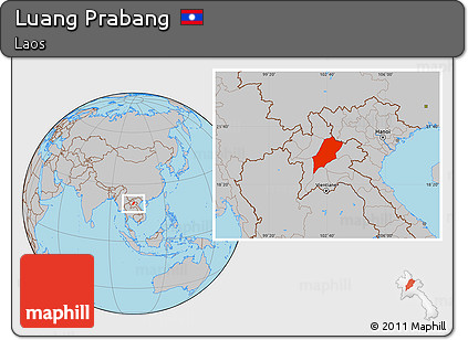 Gray Location Map of Luang Prabang