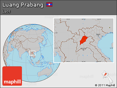 Gray Location Map of Luang Prabang