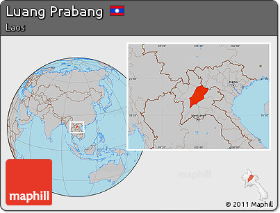 Gray Location Map of Luang Prabang