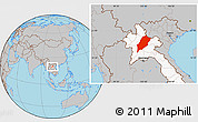 Gray Location Map of Luang Prabang, highlighted country