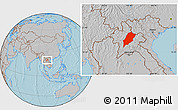 Gray Location Map of Luang Prabang, hill shading