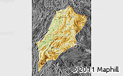 Physical Map of Luang Prabang, darken, desaturated