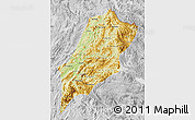 Physical Map of Luang Prabang, lighten, desaturated