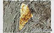 Physical 3D Map of Nane, darken, semi-desaturated