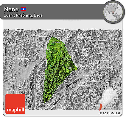 Satellite 3D Map of Nane, lighten, desaturated