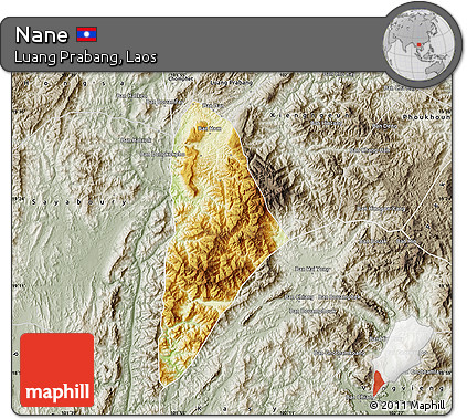 Physical Map of Nane, semi-desaturated