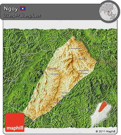 Physical 3D Map of Ngoy, satellite outside