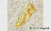 Physical 3D Map of Ngoy, shaded relief outside