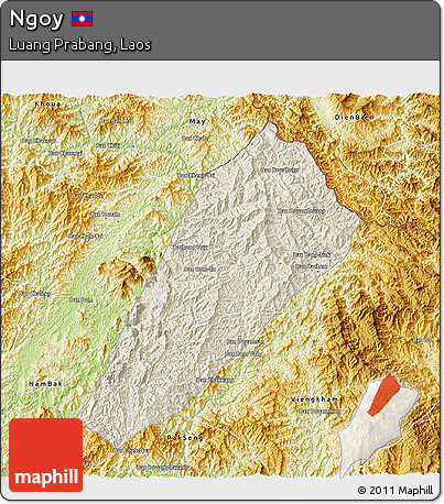 Shaded Relief 3D Map of Ngoy, physical outside