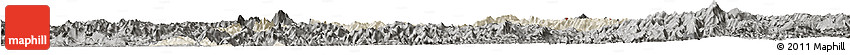 Shaded Relief Horizon Map of Ngoy, darken, semi-desaturated