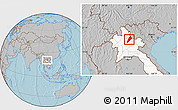 Gray Location Map of Ngoy, highlighted country, hill shading