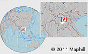 Gray Location Map of Ngoy, highlighted parent region, hill shading