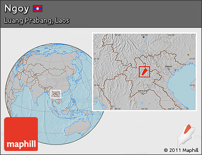 Gray Location Map of Ngoy, hill shading