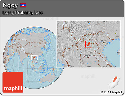 Gray Location Map of Ngoy, hill shading