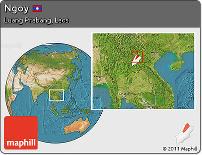 Satellite Location Map of Ngoy, highlighted parent region, within the entire country