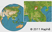 Satellite Location Map of Ngoy, highlighted parent region, within the entire country