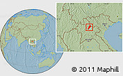 Savanna Style Location Map of Ngoy, hill shading