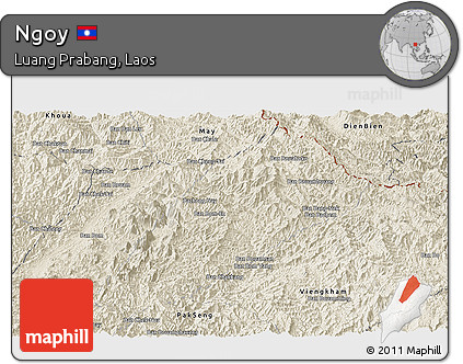 Shaded Relief Panoramic Map of Ngoy