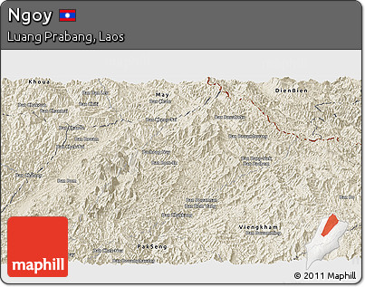 Shaded Relief Panoramic Map of Ngoy