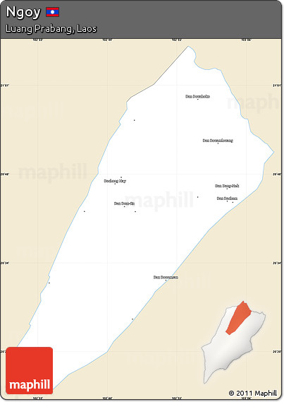 Classic Style Simple Map of Ngoy, single color outside