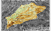 Physical Panoramic Map of Luang Prabang, darken, desaturated