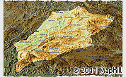 Physical Panoramic Map of Luang Prabang, darken