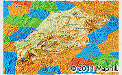 Physical Panoramic Map of Luang Prabang, political outside