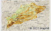 Physical Panoramic Map of Luang Prabang, shaded relief outside