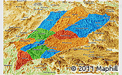 Political Panoramic Map of Luang Prabang, physical outside