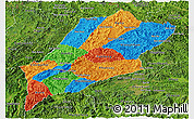 Political Panoramic Map of Luang Prabang, satellite outside