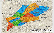 Political Panoramic Map of Luang Prabang, shaded relief outside