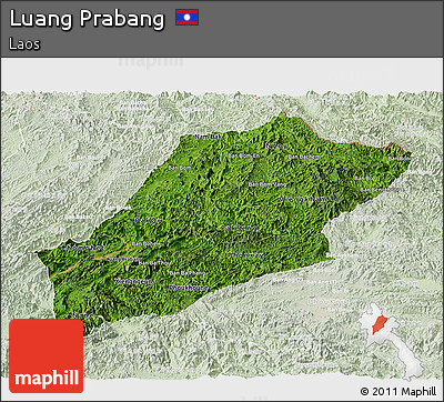 Satellite Panoramic Map of Luang Prabang, lighten