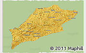 Savanna Style Panoramic Map of Luang Prabang, single color outside