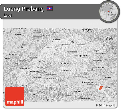 Silver Style Panoramic Map of Luang Prabang