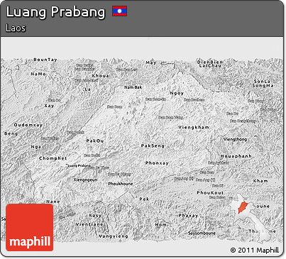 Silver Style Panoramic Map of Luang Prabang