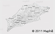 Silver Style Panoramic Map of Luang Prabang, single color outside