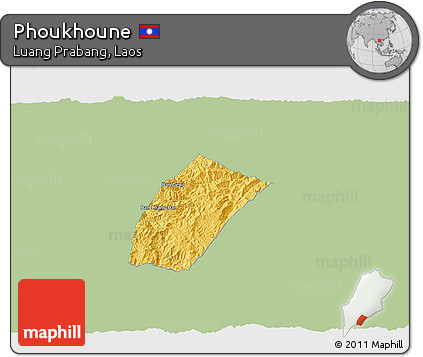 Savanna Style 3D Map of Phoukhoune, single color outside