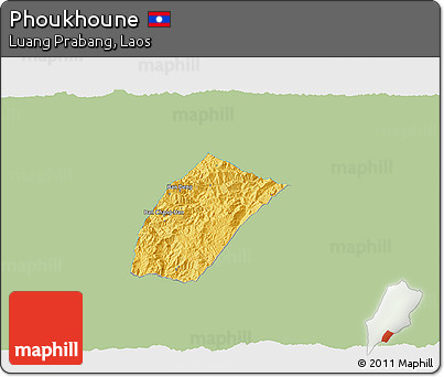 Savanna Style 3D Map of Phoukhoune, single color outside