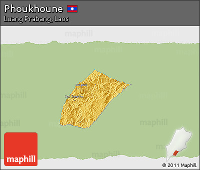 Savanna Style 3D Map of Phoukhoune, single color outside