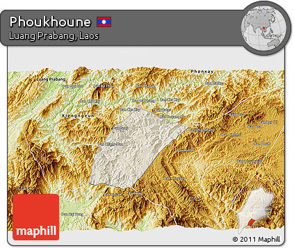Shaded Relief 3D Map of Phoukhoune, physical outside