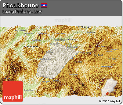 Shaded Relief 3D Map of Phoukhoune, physical outside