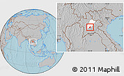Gray Location Map of Phoukhoune, highlighted parent region, hill shading